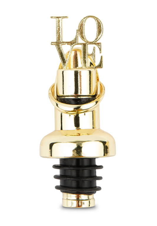 Gold Metal Wine Bottle Stopper & Pourer - Love