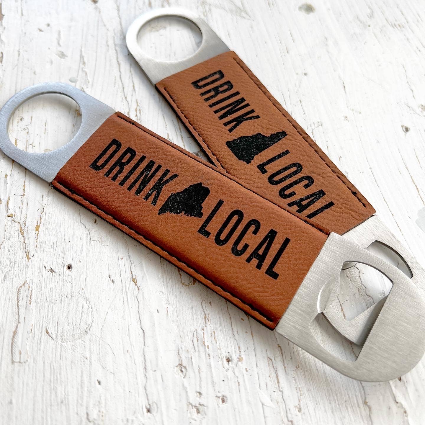 Drink Local Leatherette State Bottle Opener: New Hampshire