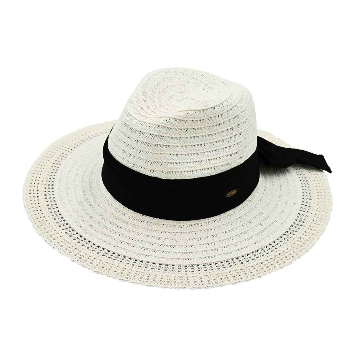 Bow Trim Panama Hat: Dark Natural