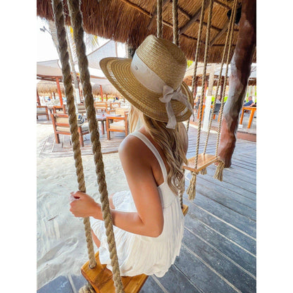 Bow Trim Panama Hat: Dark Natural