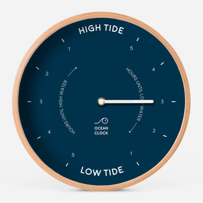 Navy blue wood tide Clock