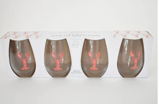 Sara Fitz stemless lobster wine individual glasses ￼