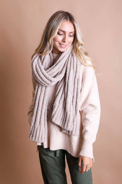 Warm & Cozy Boucle Knit Wrap Scarf – Soft & Snuggly 🥰: Powder Blue