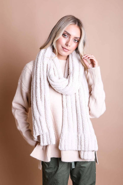 Warm & Cozy Boucle Knit Wrap Scarf – Soft & Snuggly 🥰: Powder Blue