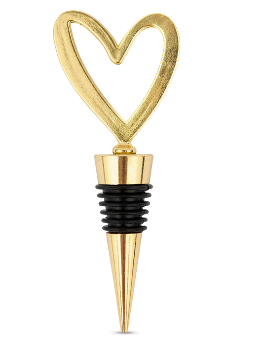 Gold Metal Wine Bottle Stopper - Heart