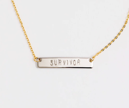 Survivor Bar Necklace: Gold Charm / Gold Chain